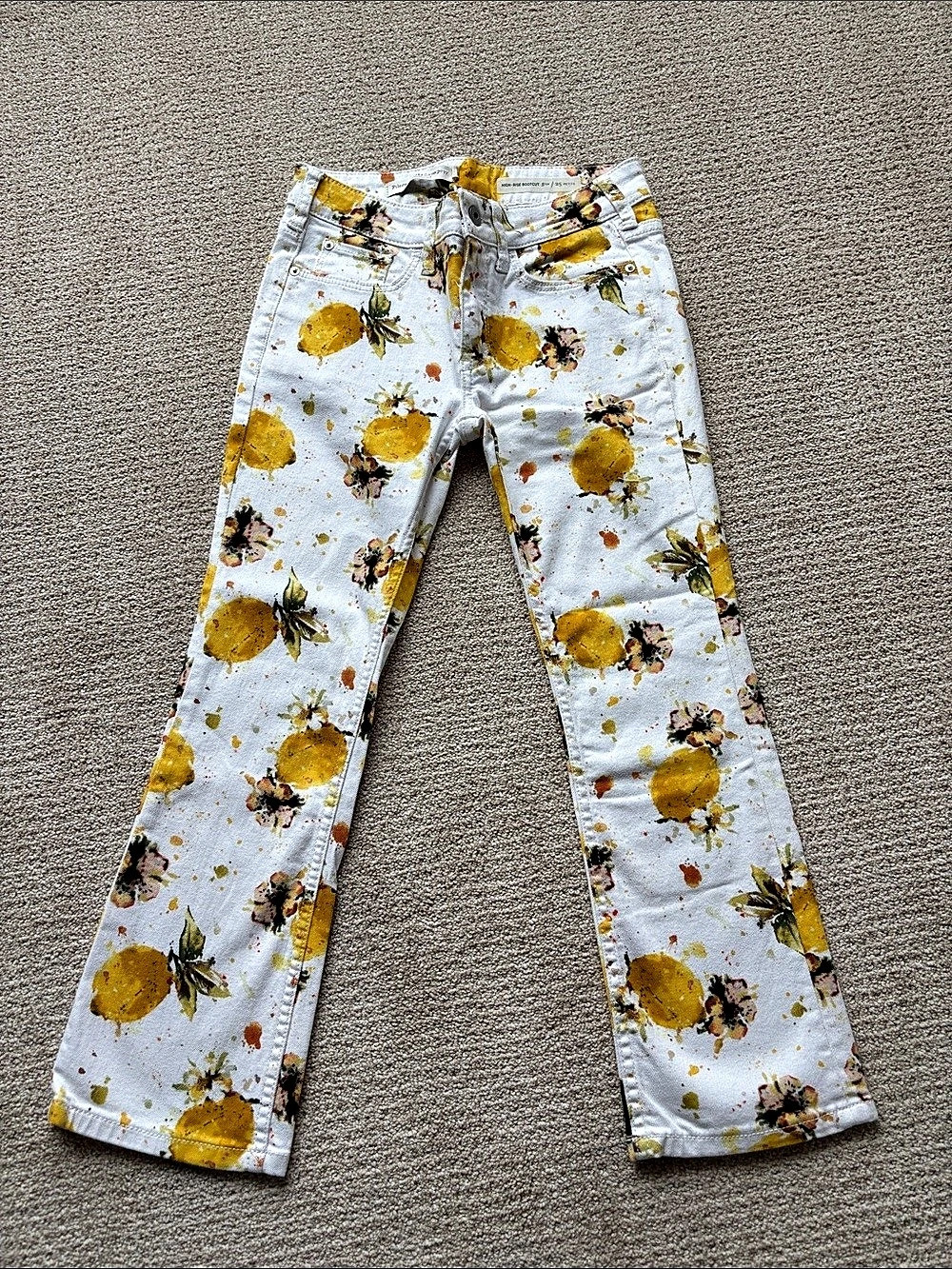Pilcro Floral Flare Jeans White & Yellow